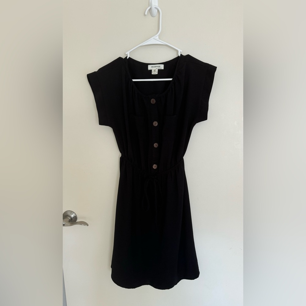 Monteau Black Dress with Brown Buttons